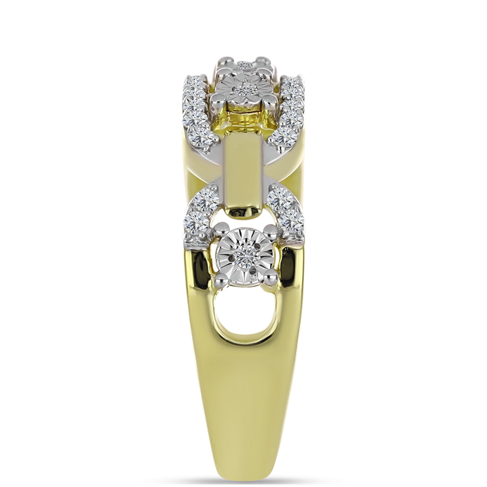 Inel din Argint 925 Placat cu Aur ( 4.21 grame ) cu Diamant Alb și Topaz Alb 0.29 Carate 4 