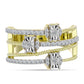 Inel din Argint 925 Placat cu Aur ( 6.06 grame ) cu Diamant Alb și Topaz Alb 0.79 Carate