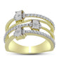 Inel din Argint 925 Placat cu Aur ( 6.06 grame ) cu Diamant Alb și Topaz Alb 0.79 Carate