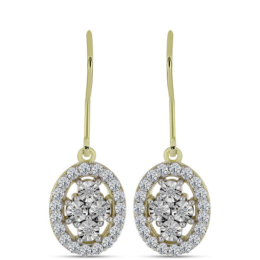Cercei din Argint 925 Placat cu Aur ( 2.77 grame ) cu Diamant Alb și Topaz Alb 0.74 Carate