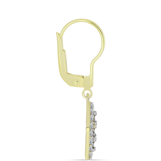 Cercei din Argint 925 Placat cu Aur ( 2.77 grame ) cu Diamant Alb și Topaz Alb 0.74 Carate