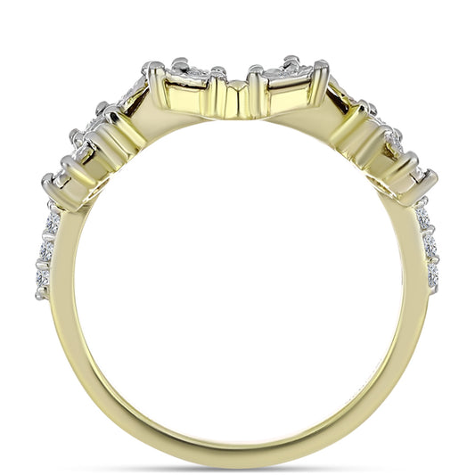 Inel din Argint 925 Placat cu Aur ( 3.36 grame ) cu Diamant Alb și Topaz Alb 0.21 Carate