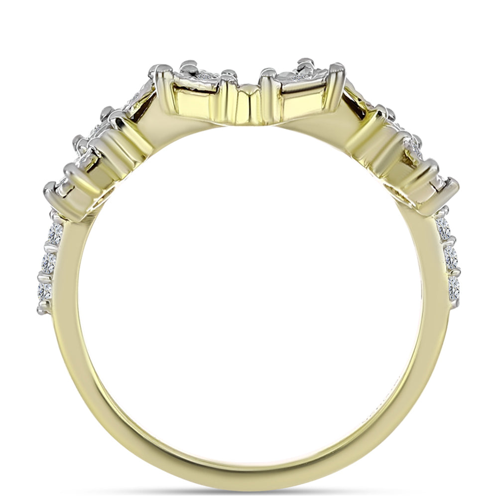 Inel din Argint 925 Placat cu Aur ( 3.36 grame ) cu Diamant Alb și Topaz Alb 0.21 Carate