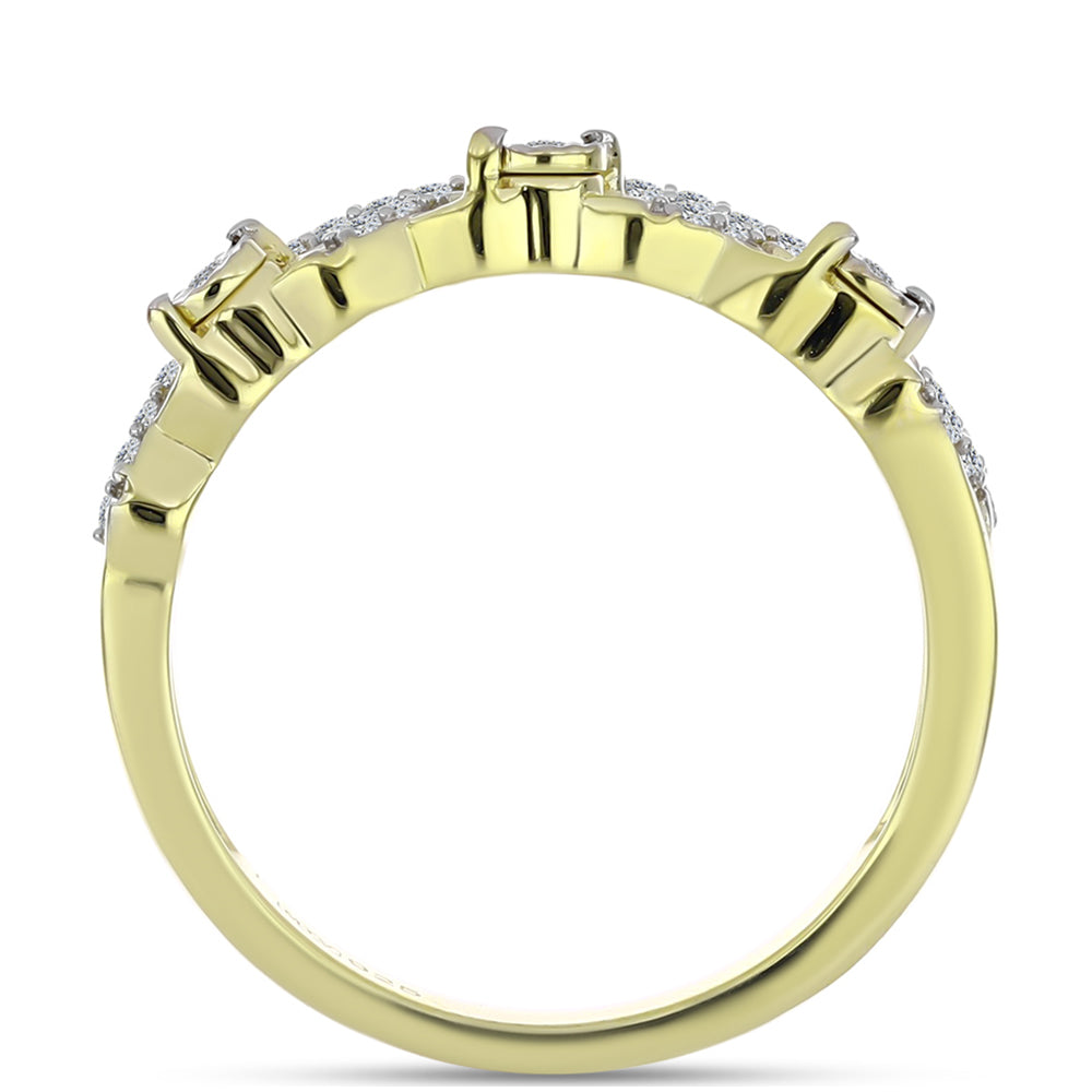 Inel din Argint 925 Placat cu Aur ( 2.84 grame ) cu Diamant Alb și Topaz Alb 0.3 Carate