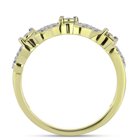 Inel din Argint 925 Placat cu Aur ( 2.84 grame ) cu Diamant Alb și Topaz Alb 0.3 Carate