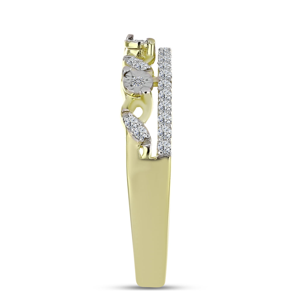 Inel din Argint 925 Placat cu Aur ( 2.84 grame ) cu Diamant Alb și Topaz Alb 0.3 Carate