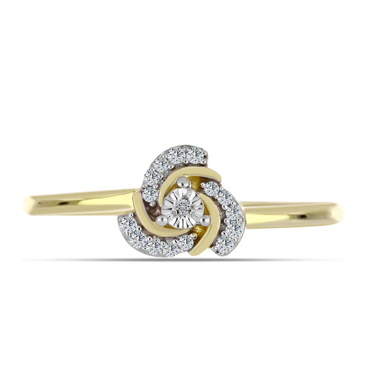 Inel din Argint 925 Placat cu Aur ( 2.26 grame ) cu Diamant Alb și Topaz Alb 0.11 Carate