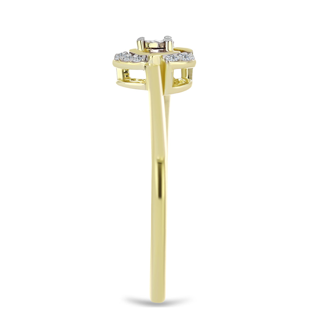 Inel din Argint 925 Placat cu Aur ( 2.26 grame ) cu Diamant Alb și Topaz Alb 0.11 Carate 4 