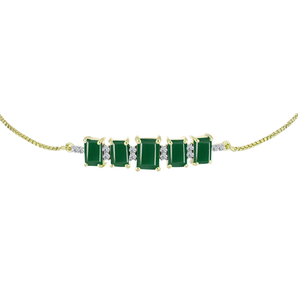 Brățară din Argint 925 Placat cu Aur ( 4.09 grame ) cu Agat Verde 3.22 Carate 3 