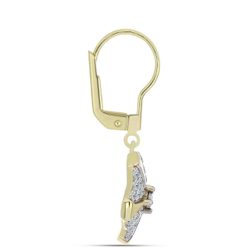 Cercei din Argint 925 Placat cu Aur ( 4.07 grame ) cu Diamant Alb și Topaz Alb 1.09 Carate 2 