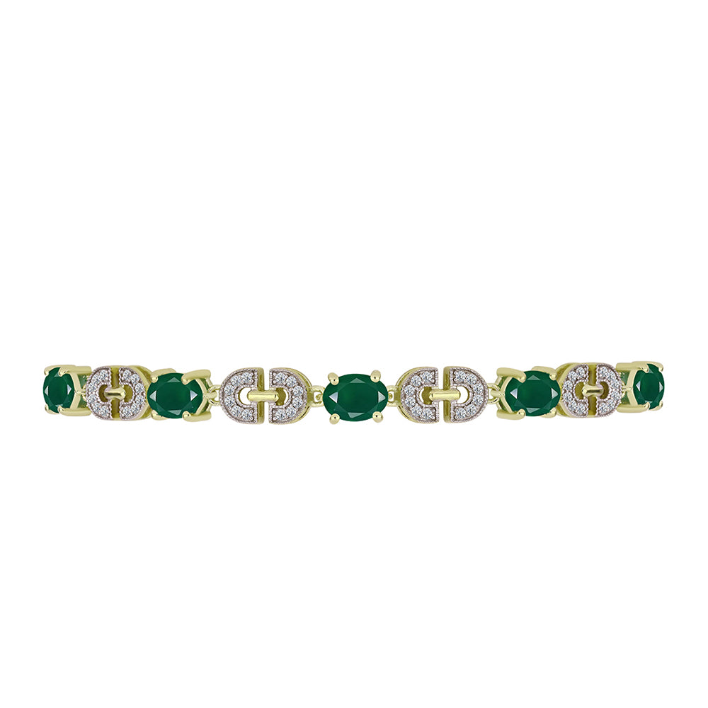Brățară din Argint 925 Placat cu Aur ( 5.89 grame ) cu Agat Verde și Topaz Alb 3.83 Carate 2 