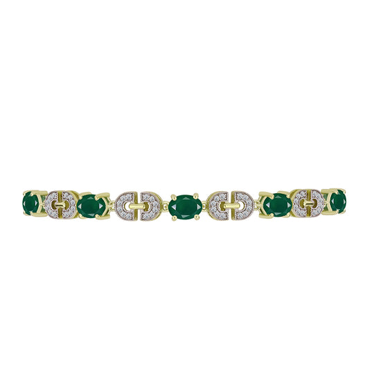 Brățară din Argint 925 Placat cu Aur ( 5.89 grame ) cu Agat Verde și Topaz Alb 3.83 Carate