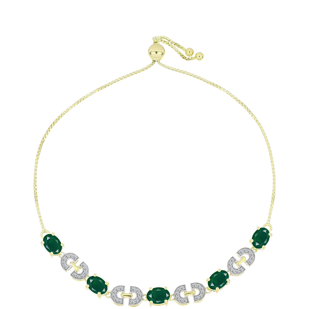 Brățară din Argint 925 Placat cu Aur ( 5.89 grame ) cu Agat Verde și Topaz Alb 3.83 Carate