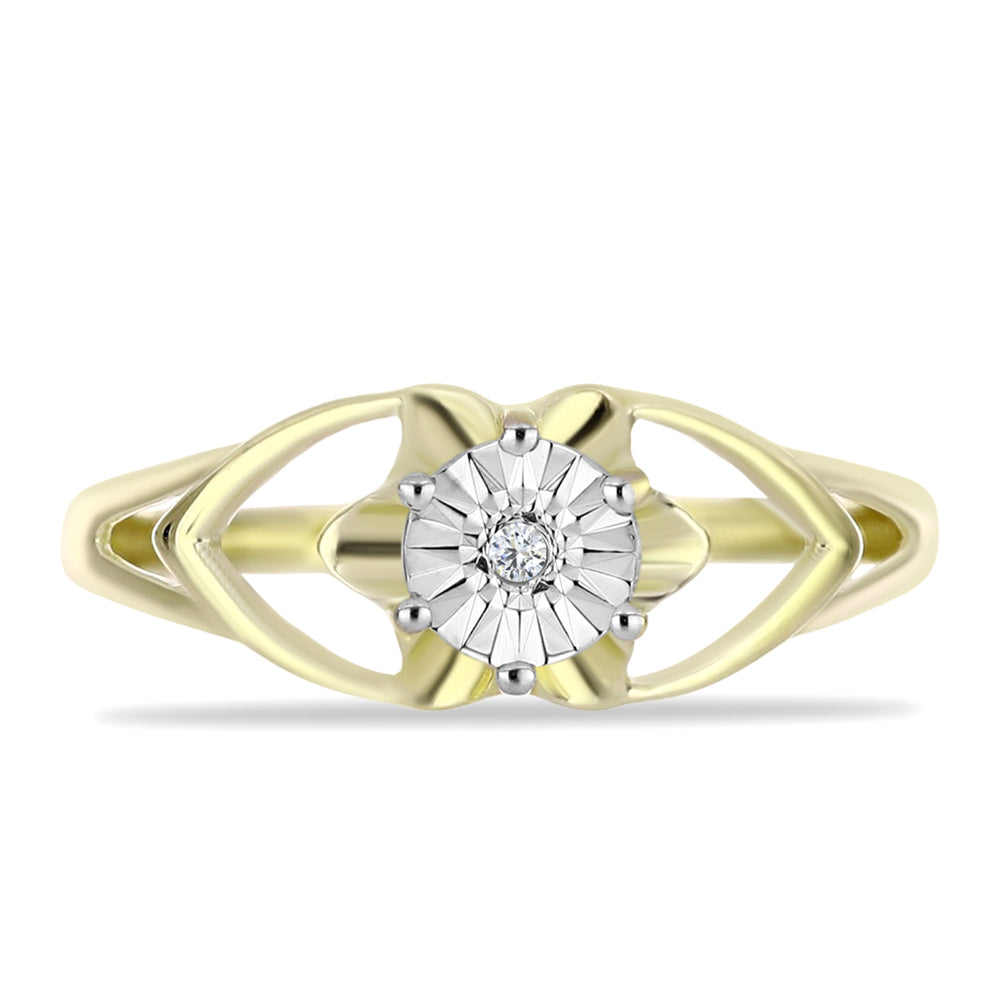 Inel din Argint 925 Placat cu Aur ( 1.84 grame ) cu Diamant Alb 0.01 Carate 1 