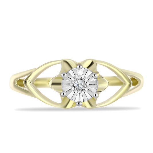 Inel din Argint 925 Placat cu Aur ( 1.84 grame ) cu Diamant Alb 0.01 Carate