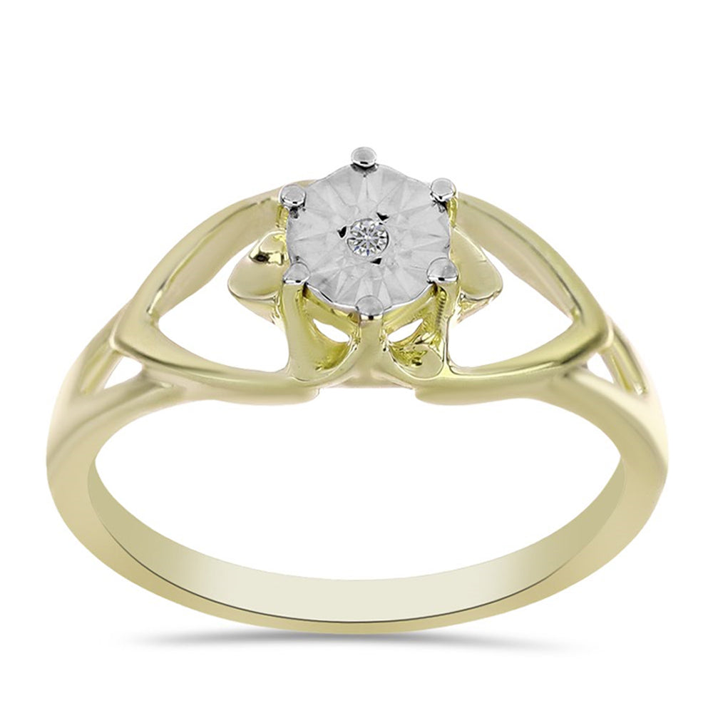 Inel din Argint 925 Placat cu Aur ( 1.84 grame ) cu Diamant Alb 0.01 Carate 7 