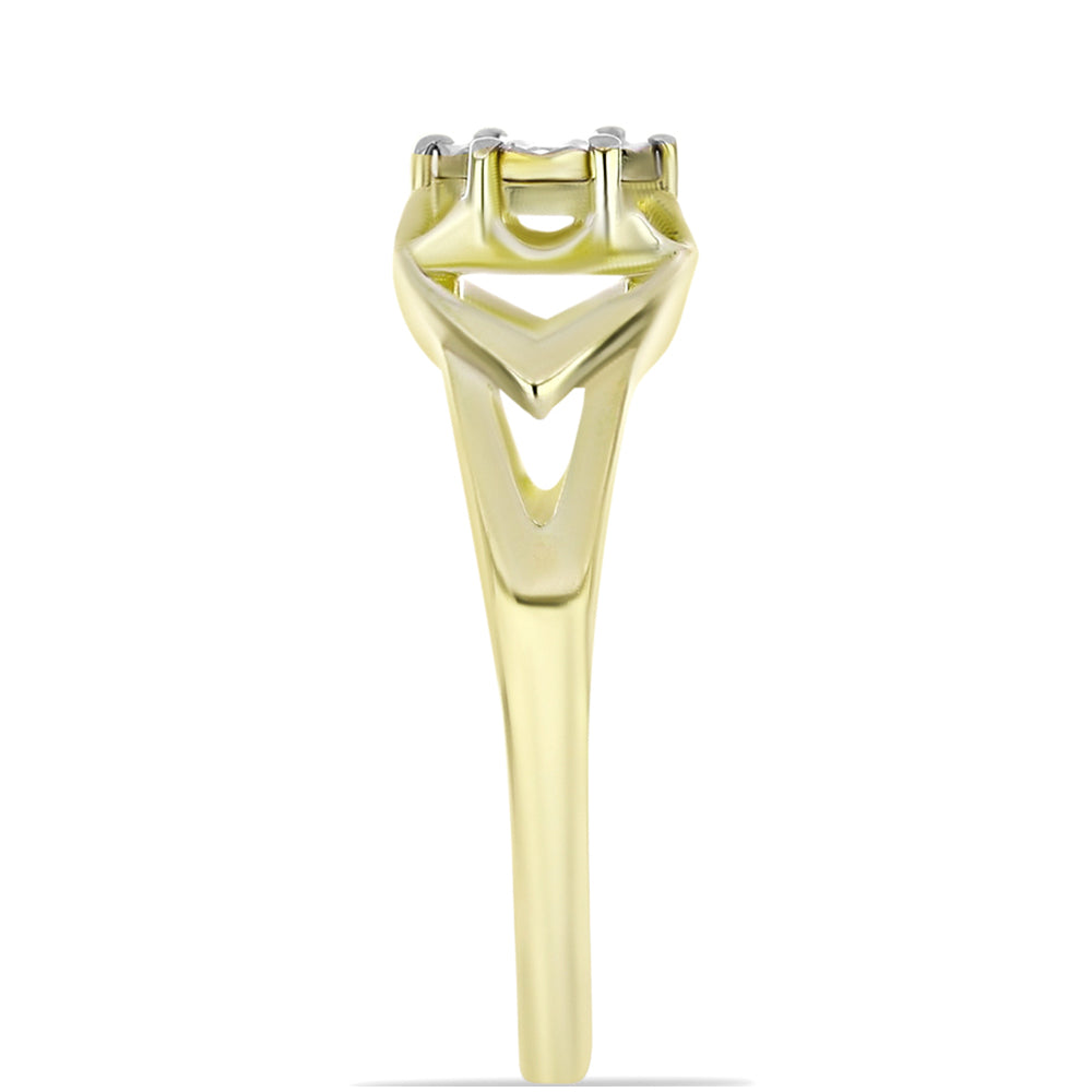 Inel din Argint 925 Placat cu Aur ( 1.84 grame ) cu Diamant Alb 0.01 Carate 8 