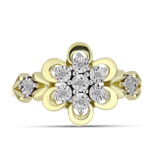 Inel din Argint 925 Placat cu Aur ( 3.26 grame ) cu Diamant Alb 0.06 Carate