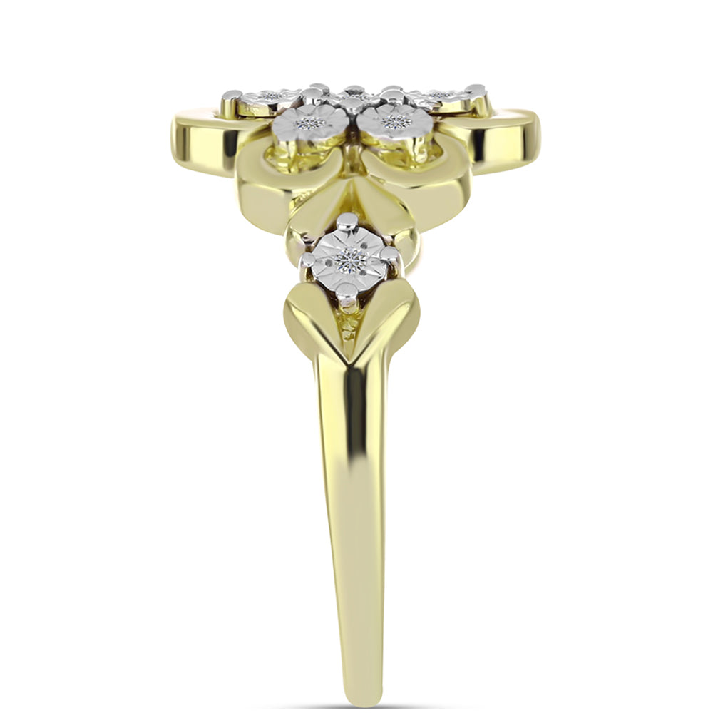 Inel din Argint 925 Placat cu Aur ( 3.26 grame ) cu Diamant Alb 0.06 Carate 4 