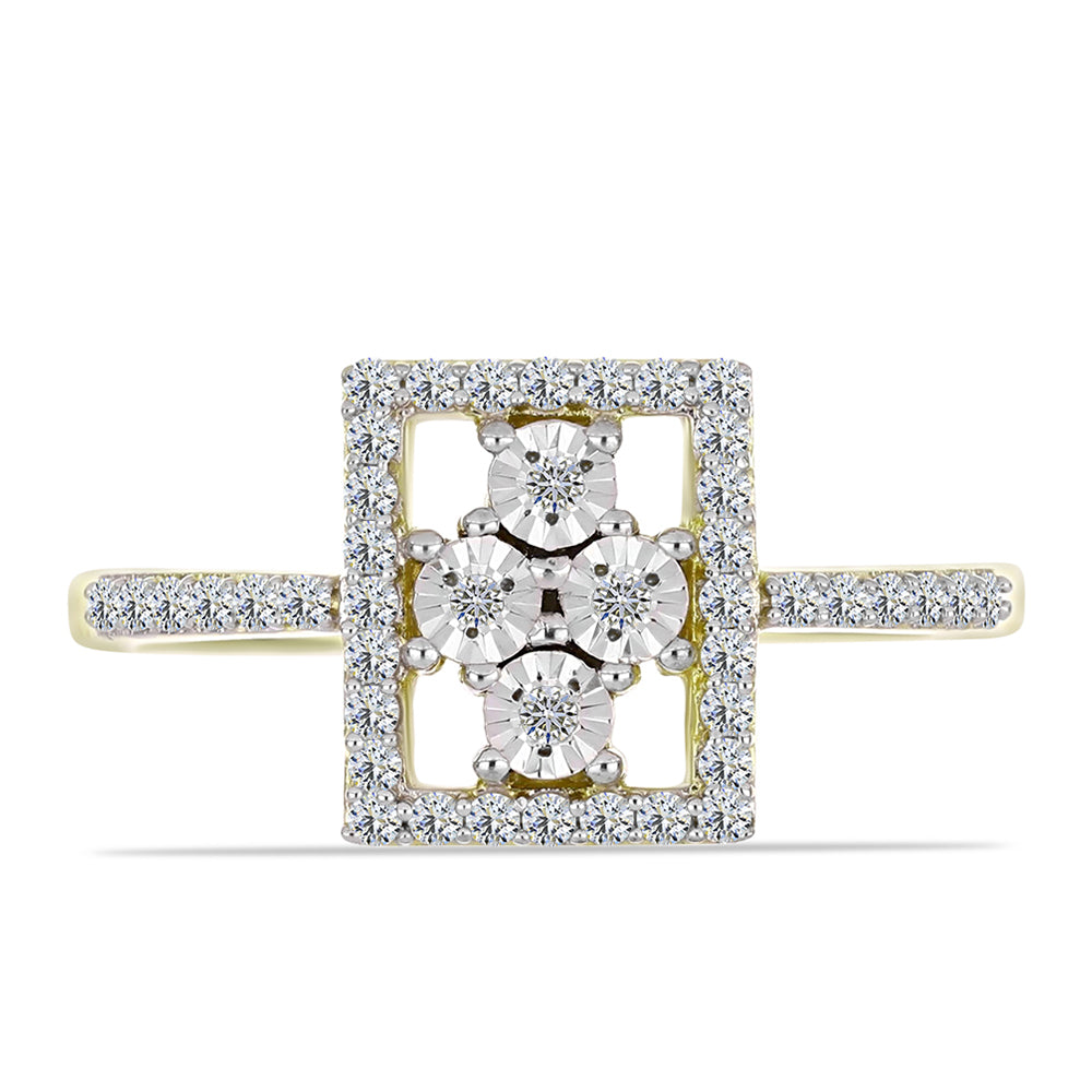 Inel din Argint 925 Placat cu Aur ( 2.74 grame ) cu Diamant Alb și Topaz Alb 0.39 Carate