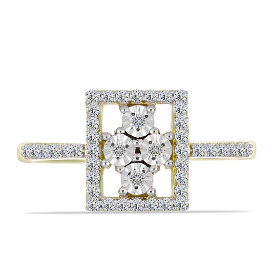 Inel din Argint 925 Placat cu Aur ( 2.74 grame ) cu Diamant Alb și Topaz Alb 0.39 Carate