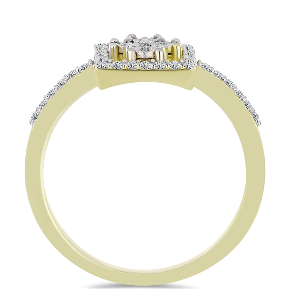 Inel din Argint 925 Placat cu Aur ( 2.74 grame ) cu Diamant Alb și Topaz Alb 0.39 Carate