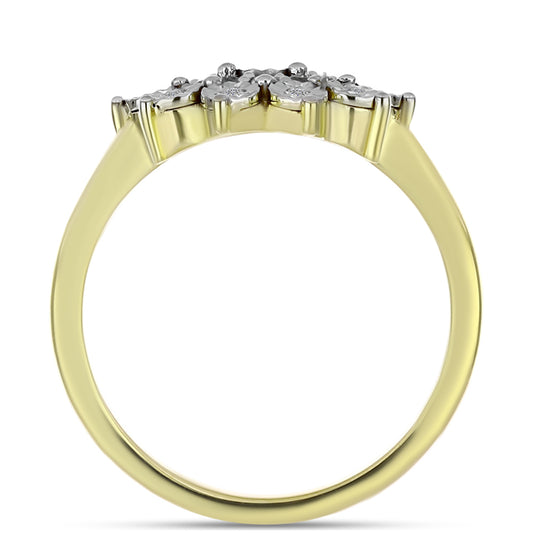 Inel din Argint 925 Placat cu Aur ( 3.5 grame ) cu Diamant Alb și Topaz Alb 0.26 Carate