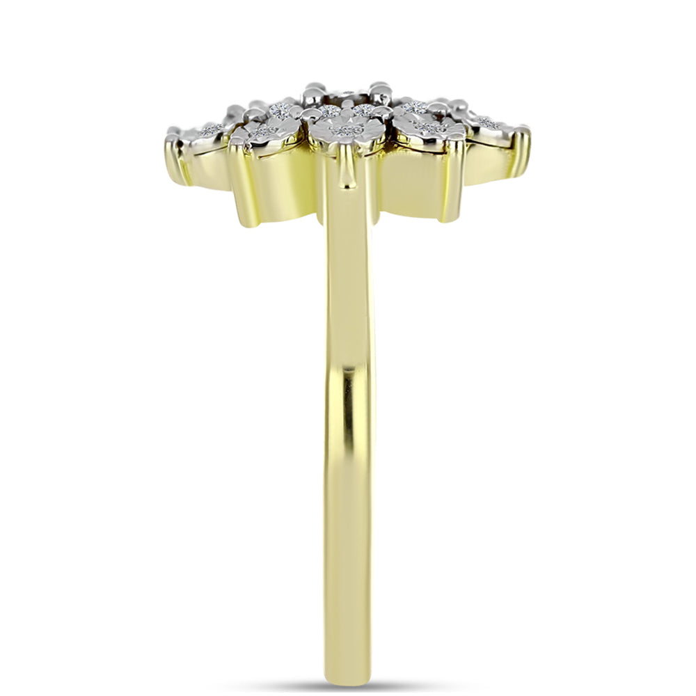 Inel din Argint 925 Placat cu Aur ( 3.5 grame ) cu Diamant Alb și Topaz Alb 0.26 Carate 4 