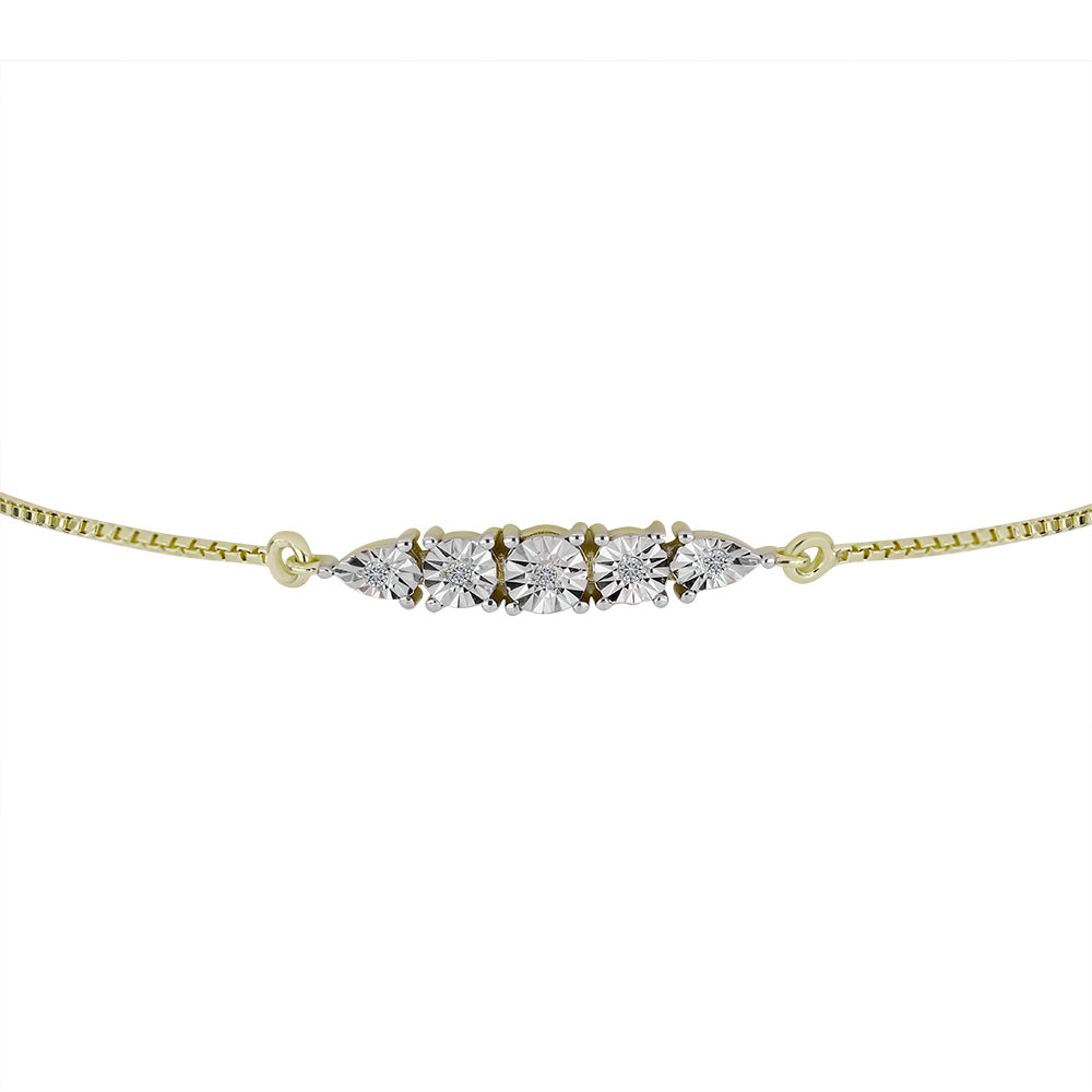 Brățară din Argint 925 Placat cu Aur ( 3.06 grame ) cu Diamant Alb 0.04 Carate