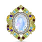 Inel din Argint 925 Placat cu Aur ( 6.07 grame ) cu Piatra Lunii Curcubeu și Ametist Marocan 6.34 Carate