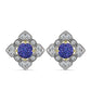 Cercei din Argint 925 Placat cu Aur ( 3.78 grame ) cu Drusă Violet și Topaz Alb 2.51 Carate