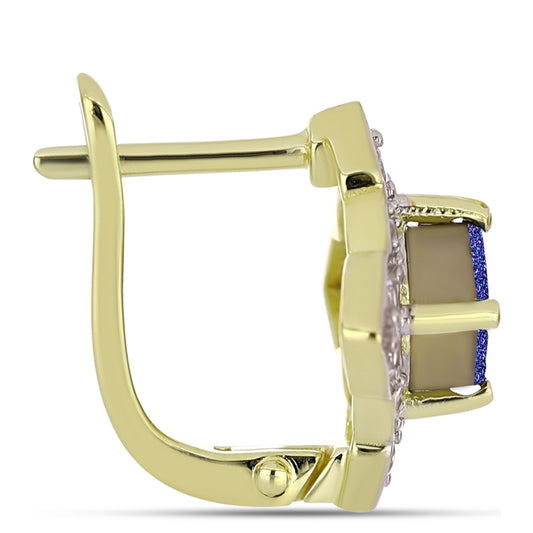 Cercei din Argint 925 Placat cu Aur ( 3.78 grame ) cu Drusă Violet și Topaz Alb 2.51 Carate