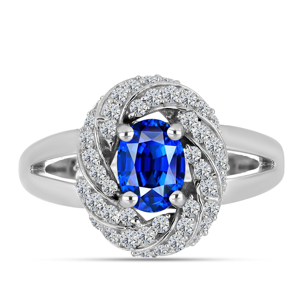 Inel din Argint 925 ( 4.23 grame ) cu Safir Albastru Australian și Topaz Alb 1.74 Carate 5 
