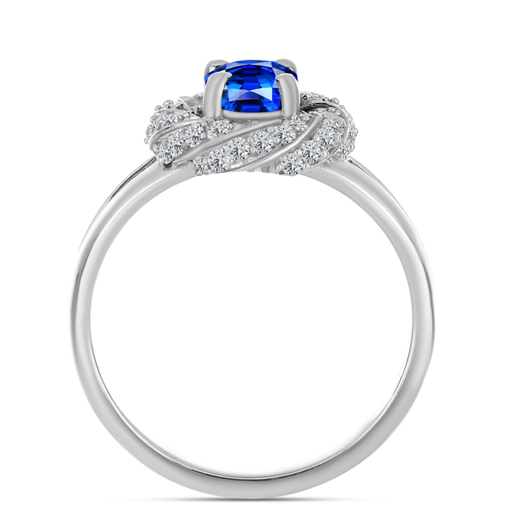 Inel din Argint 925 ( 4.23 grame ) cu Safir Albastru Australian și Topaz Alb 1.74 Carate 2 