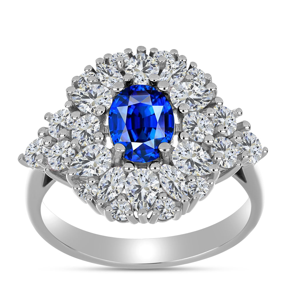 Inel din Argint 925 ( 4.21 grame ) cu Safir Albastru Australian și Topaz Alb 4.54 Carate