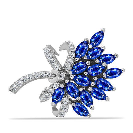 Broşă din Argint 925 ( 2.58 grame ) cu Safir Albastru Australian și Topaz Alb 1.9 Carate