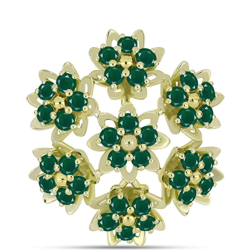 Broşă din Argint 925 Placat cu Aur ( 9.31 grame ) cu Agat Verde 3.91 Carate 3 