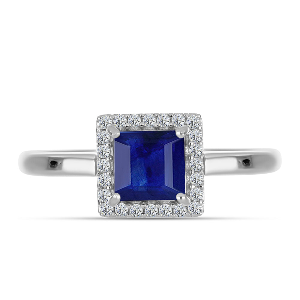 Inel din Argint 925 ( 2.52 grame ) cu Safir Albastru Australian și Topaz Alb 1.66 Carate