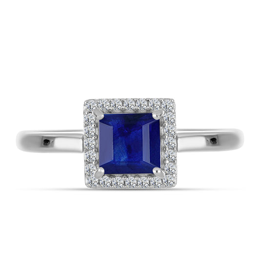 Inel din Argint 925 ( 2.52 grame ) cu Safir Albastru Australian și Topaz Alb 1.66 Carate