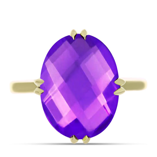 Inel din Argint 925 Placat cu Aur ( 2.76 grame ) cu Agat Violet 7.36 Carate