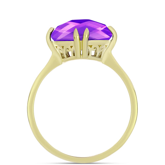 Inel din Argint 925 Placat cu Aur ( 2.76 grame ) cu Agat Violet 7.36 Carate