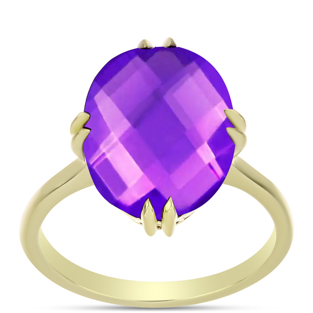 Inel din Argint 925 Placat cu Aur ( 2.76 grame ) cu Agat Violet 7.36 Carate 3 