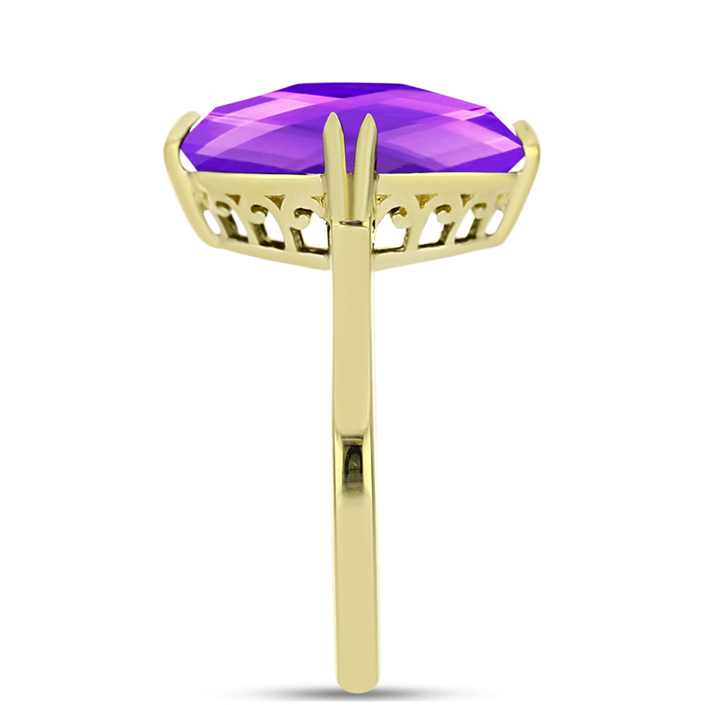 Inel din Argint 925 Placat cu Aur ( 2.76 grame ) cu Agat Violet 7.36 Carate 4 