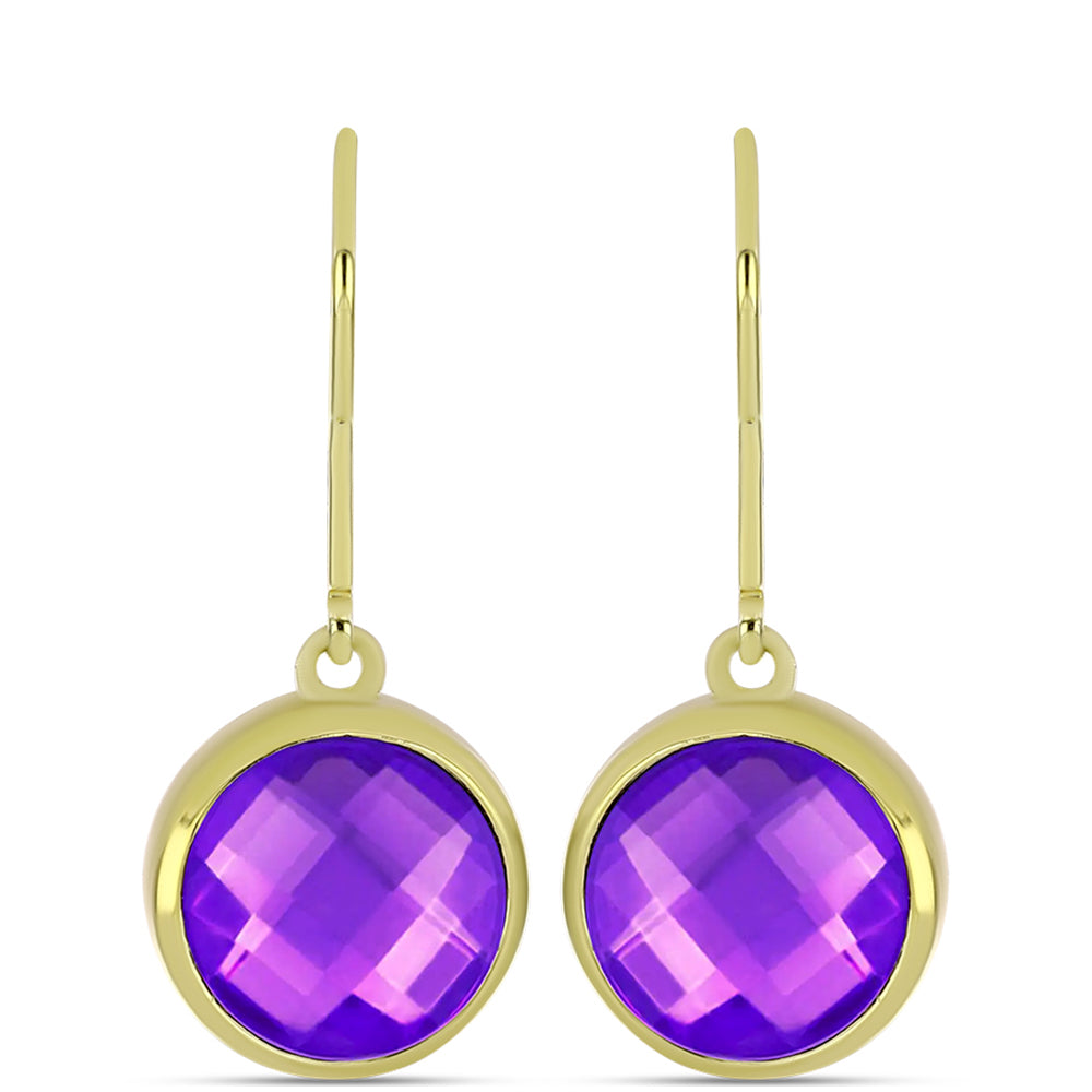 Cercei din Argint 925 Placat cu Aur ( 3.61 grame ) cu Agat Violet 6.33 Carate