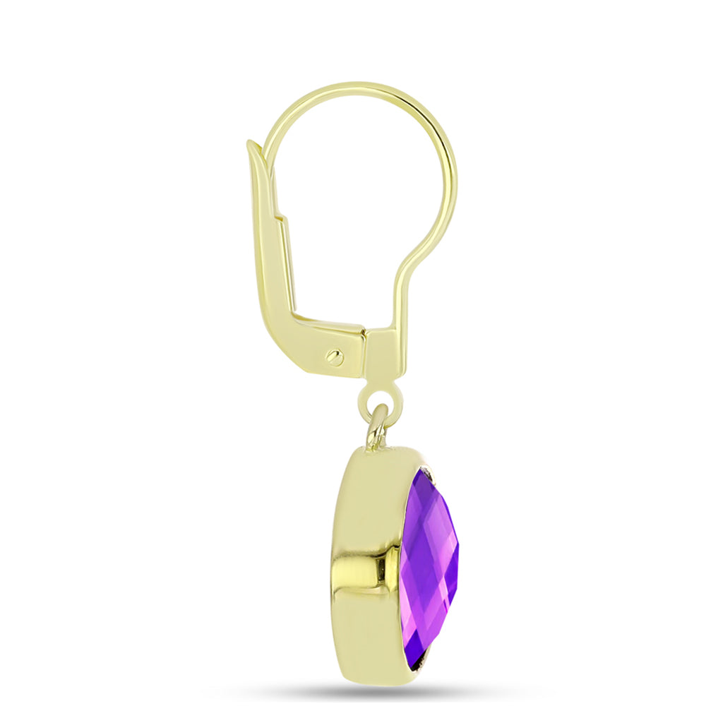 Cercei din Argint 925 Placat cu Aur ( 3.61 grame ) cu Agat Violet 6.33 Carate 2 