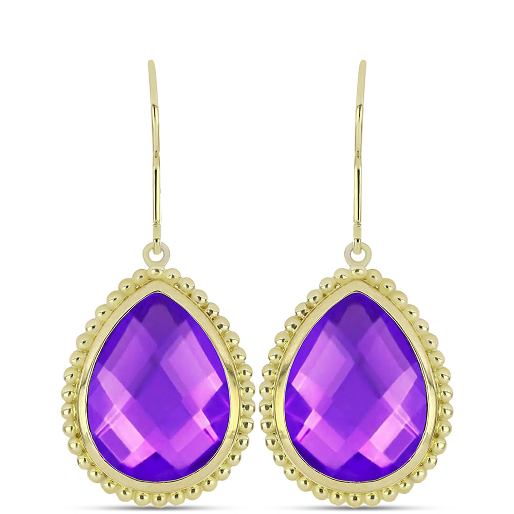 Cercei din Argint 925 Placat cu Aur ( 5.84 grame ) cu Agat Violet 13.61 Carate 1 