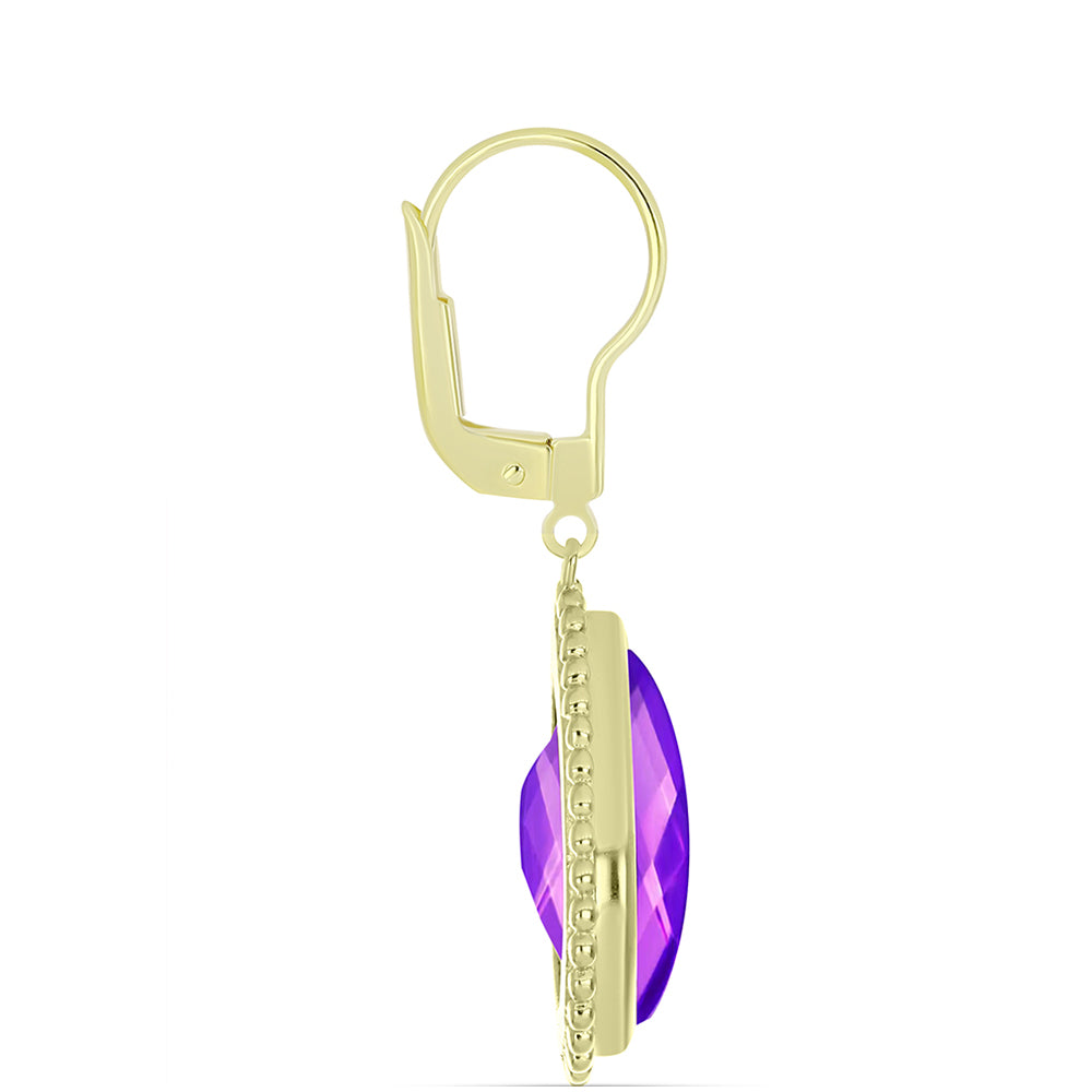 Cercei din Argint 925 Placat cu Aur ( 5.84 grame ) cu Agat Violet 13.61 Carate 2 