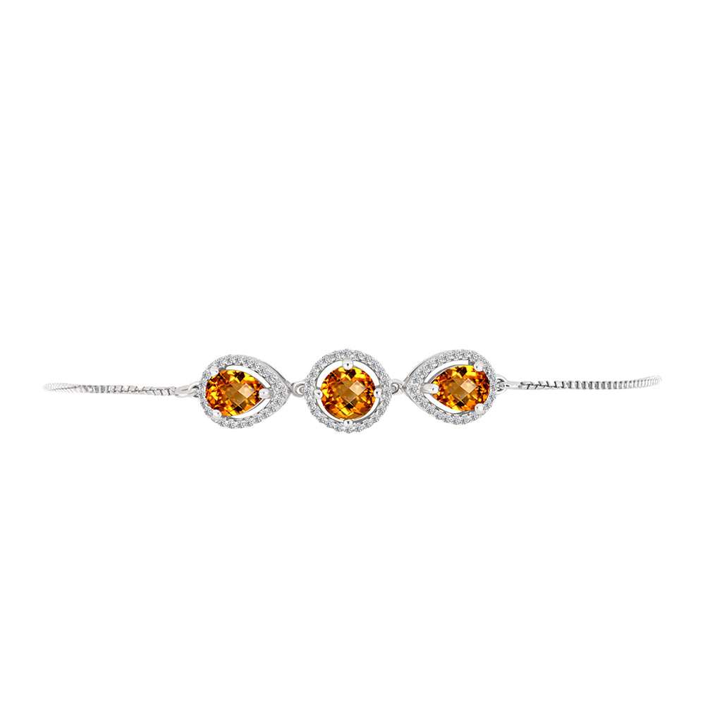 Brățară din Argint 925 ( 4.01 grame ) cu Citrin Madeira și Topaz Alb 2.53 Carate