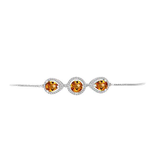 Brățară din Argint 925 ( 4.01 grame ) cu Citrin Madeira și Topaz Alb 2.53 Carate