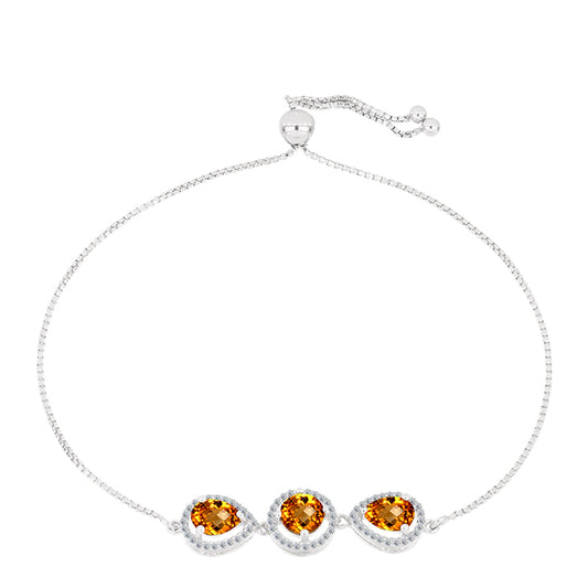 Brățară din Argint 925 ( 4.01 grame ) cu Citrin Madeira și Topaz Alb 2.53 Carate